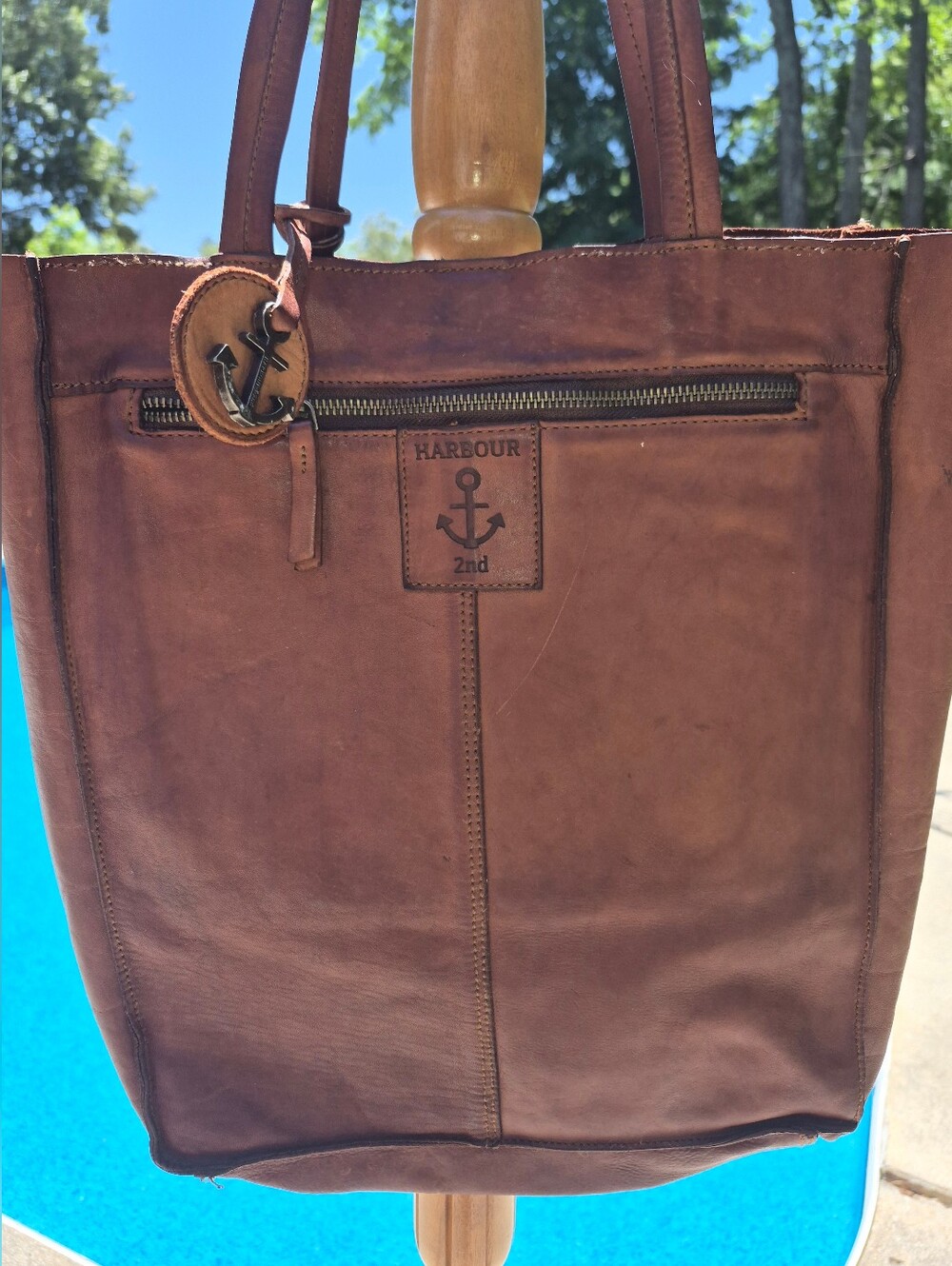 Brown Harbour 2nd Leather Bag featuring A Anchor logo embossed on the Front - Picture 4 of 9